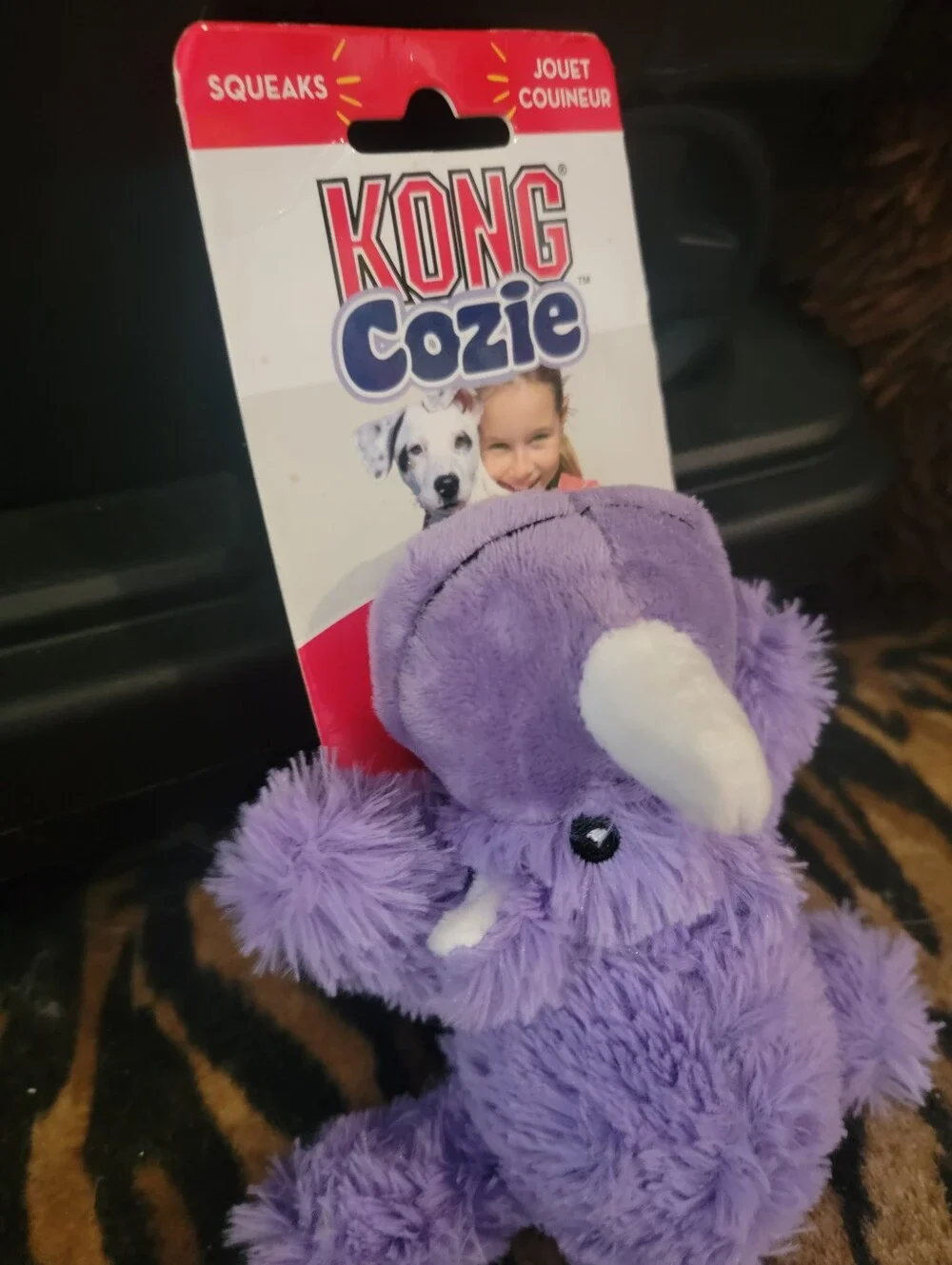 Kong Dog Rhino Cozie Purple Plush Squeaky Toy Sz Small
